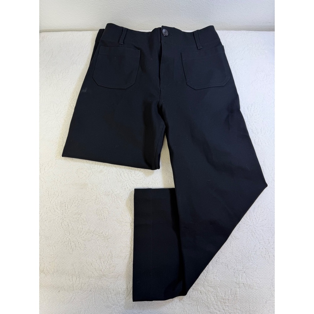 Maeve Anthropologie The Colette Black Wide Leg Patch Pocket Pants Size 29